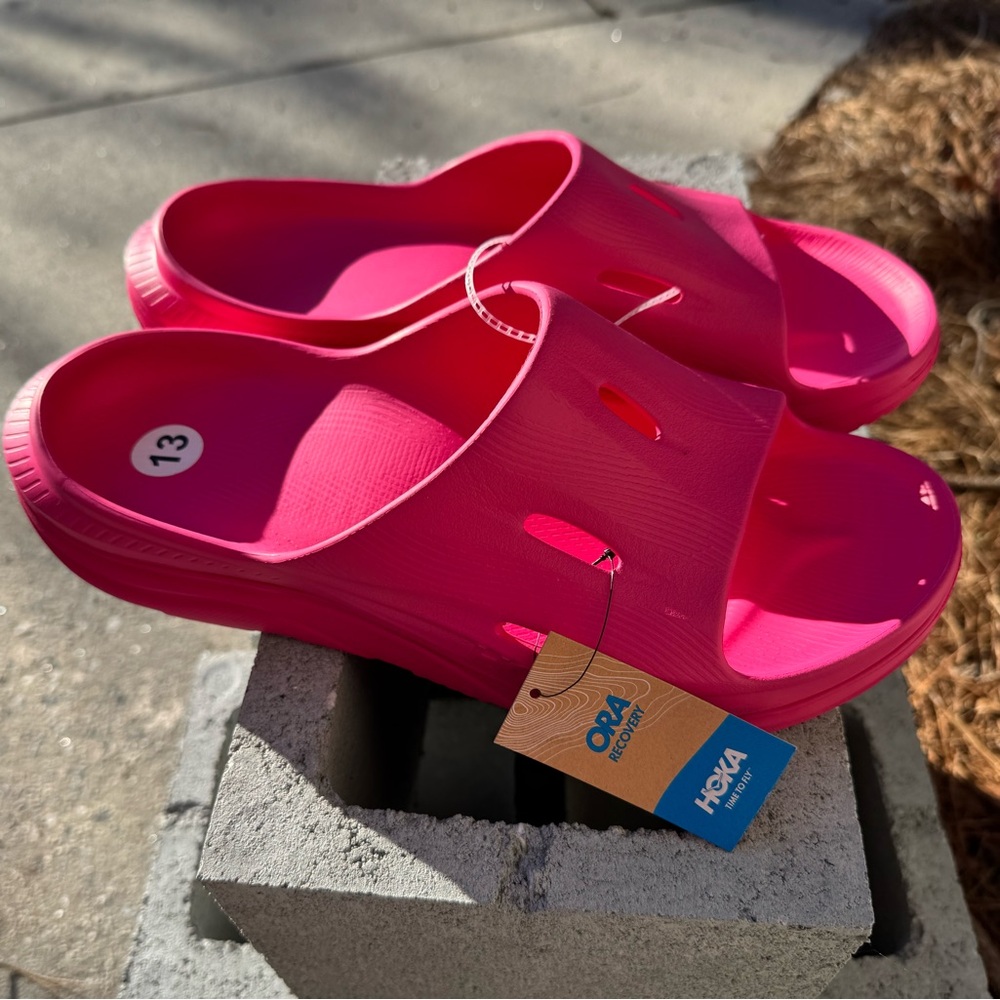 New Hoka Ora Recovery 3 Pink Yarrow Slides Men 12 Women 14 Summer shoes slip on
